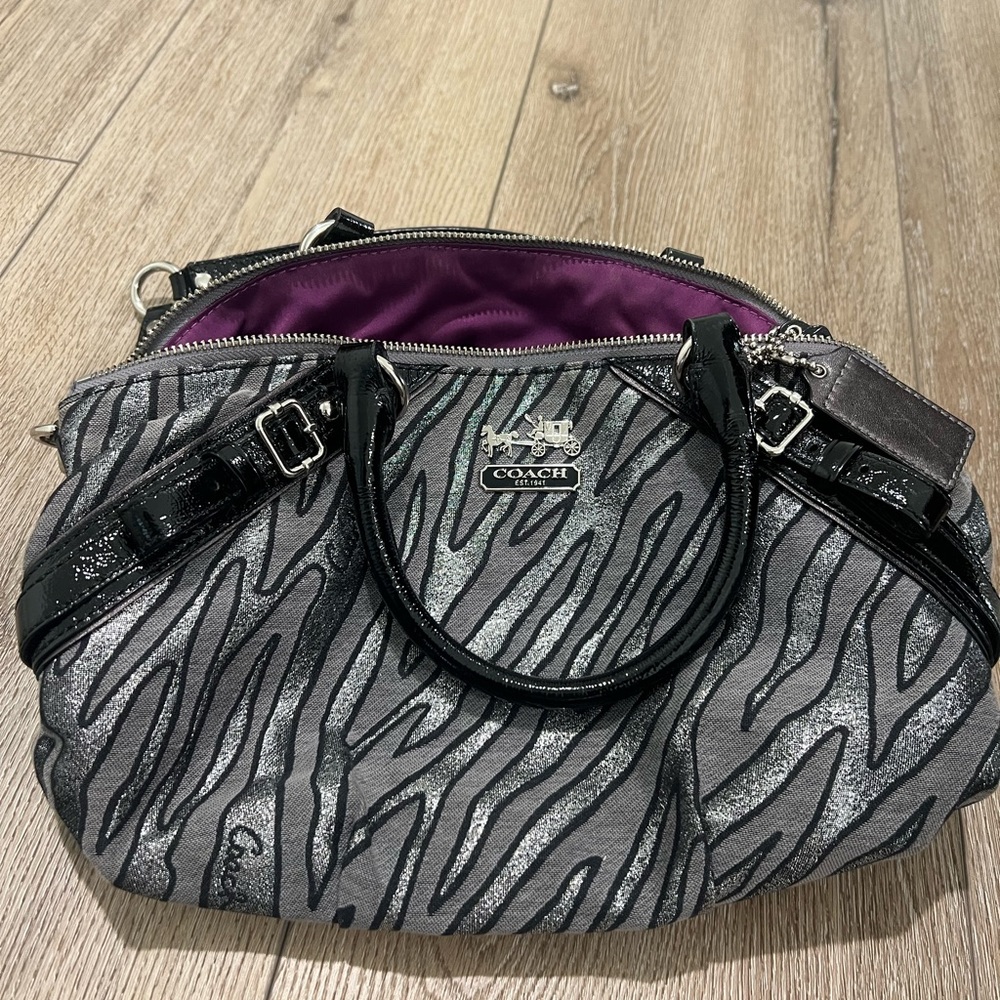 Coach Black and Gray Zebra Shoulder Bag